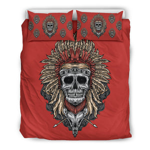 Tribal Chief Skull Red - Bedding Set (Black)