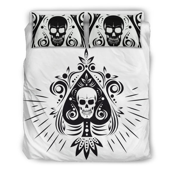 Skull Tattoo Design White Bedding Set