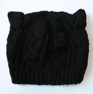 Cat Ear Hand-Knitted Beanie