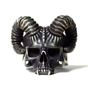 Horned Devil Skull Ring