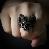 Horned Devil Skull Ring