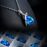 Crystal Blue Pendant Necklace