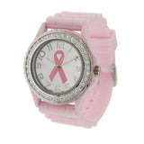 Pink Ribbon Geneva Crystal Rhinestone Breast Cancer Awareness Watch