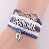 Grandma Infinity Love Sweet Baby Feet Charm Rope Bracelet