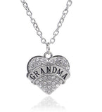 Grandma Crystal Heart Pendant Rhinestone Necklace