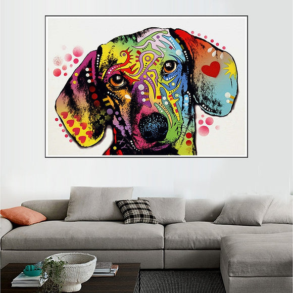 Large size Print Oil Painting Wall painting dachshund dog Home Decorative Wall Art Picture For Living Room painting No Frame