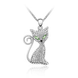 Rhinestone Crystal Cat Pendant Necklace