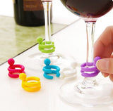 Wine Party Accessories 7 pcs/set Dedicated Cup Wine Glass Silicone Label Rubber Wine Classes Marker with Bottle Stopper