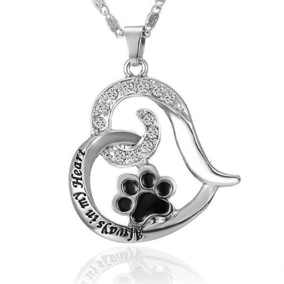 Always in my Heart Cat paw print heart necklace 50% OFF
