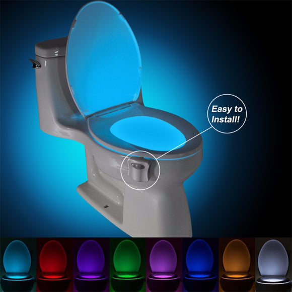 Sensor Toilet Light LED  Motion Activated PIR 8 Colours Automatic Night light Great For Kids and Seniors! - Free + Shipping