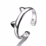Silver Plated Cat Ear and Paws Ring