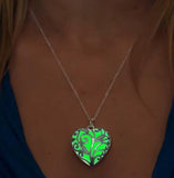 Glowing Heart Chakra Necklace Silver Pendant