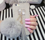 Luxury iPhone Cover Crystal and Fur Ball Tassel For iphone 6 6S 6Plus 6S Plus Giveaway